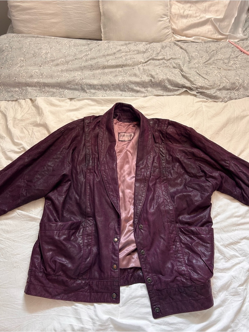 Sharp Fashions Burgundy Leather Jacket with Satin Lining